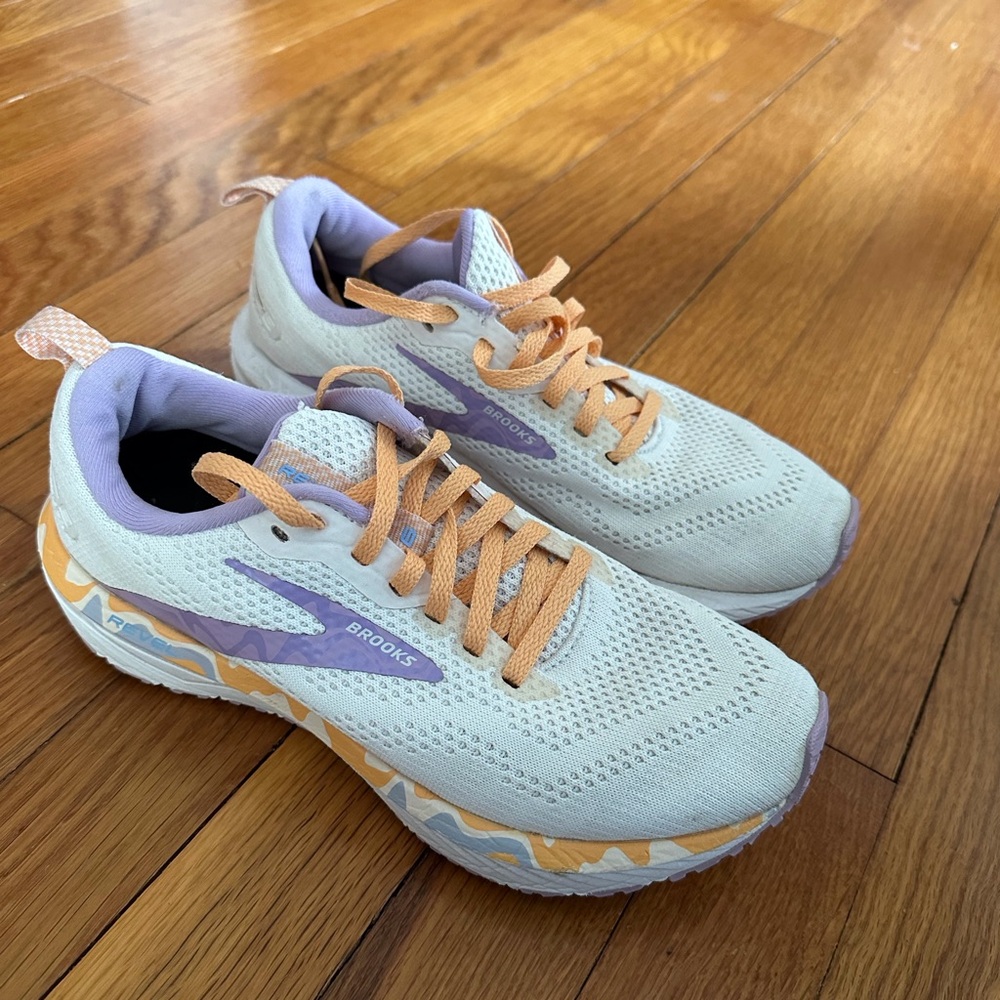 Brooks Cream and Orange Athletic Shoes